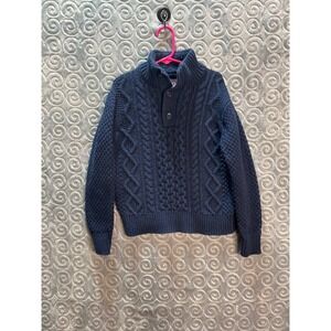 Kids Navy Blue Cable Knit Mock Neck Button Sweater Size‎ 6-7